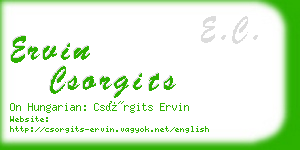 ervin csorgits business card